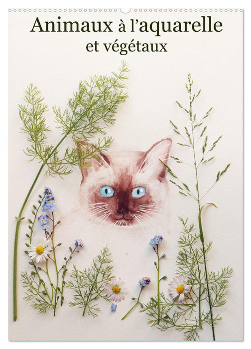 Animaux à l'aquarelle et végétaux (CALVENDO Calendrier mensuel 2025)