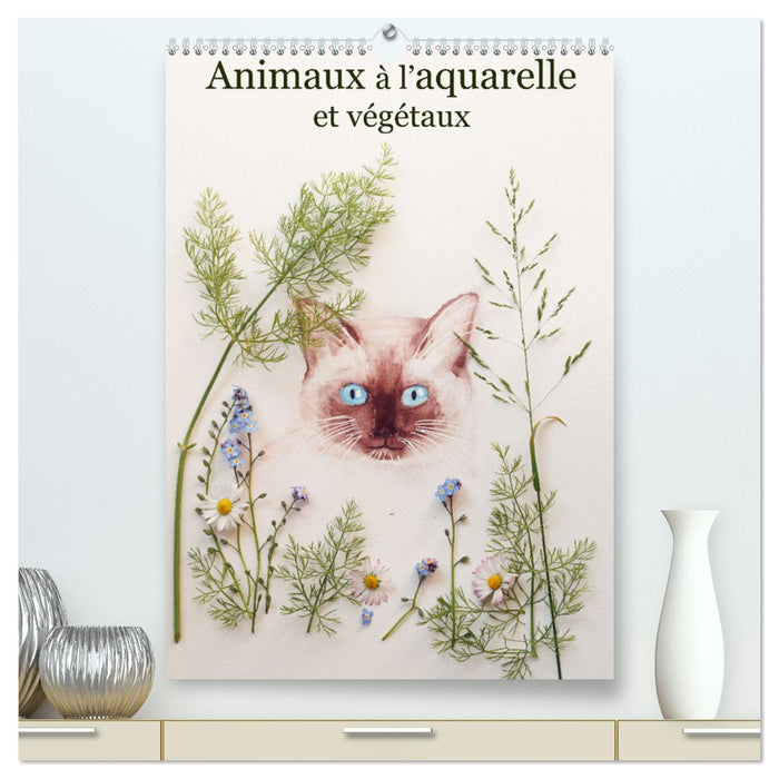 Animaux à l'aquarelle et végétaux (CALVENDO Calendrier supérieur 2025)