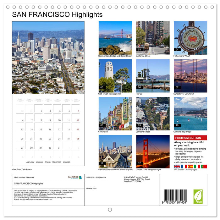 SAN FRANCISCO Highlights (CALVENDO Monthly Calendar 2025)