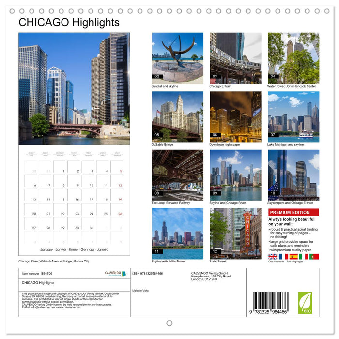 CHICAGO Highlights (CALVENDO Monthly Calendar 2025)