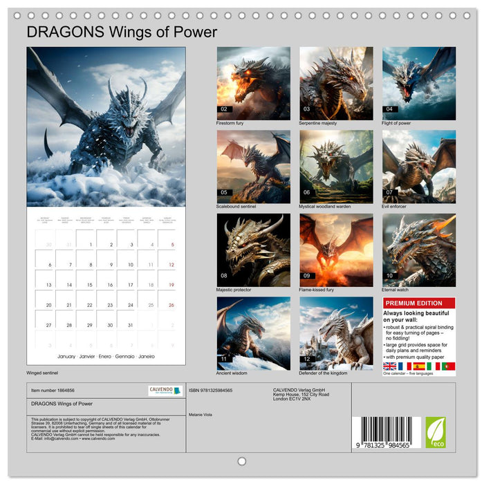 DRAGONS Wings of Power (CALVENDO Monthly Calendar 2025)