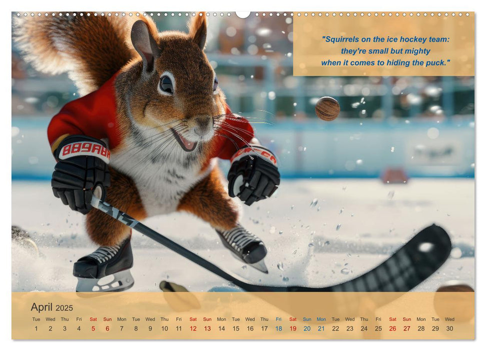 The most charming ice hockey animals in action (CALVENDO Monthly Calendar 2025)