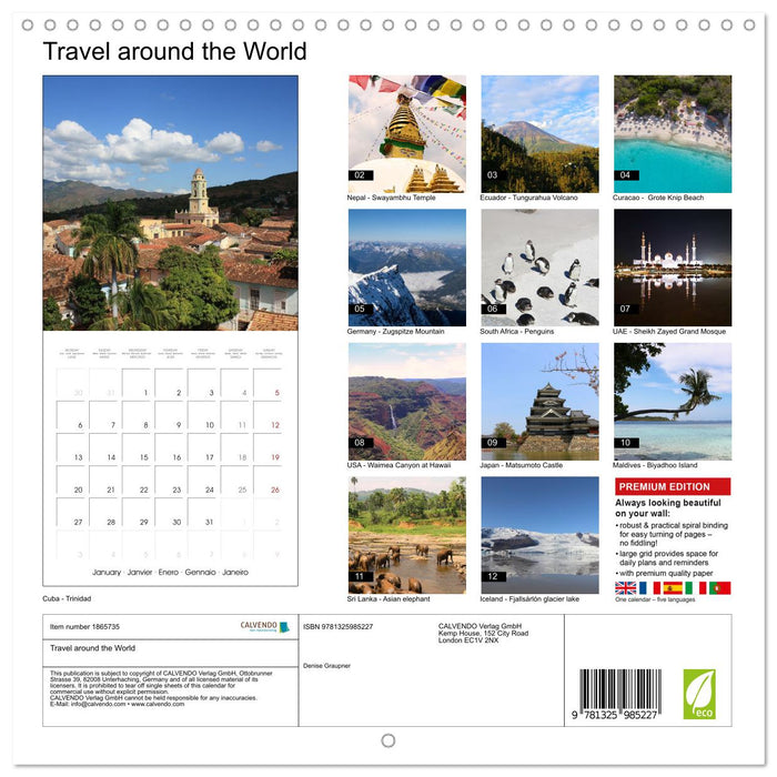 Travel around the World (CALVENDO Monthly Calendar 2025)