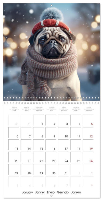 PUGS Cute and cuddly doggies (CALVENDO Monthly Calendar 2025)