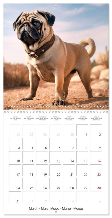 PUGS Cute and cuddly doggies (CALVENDO Monthly Calendar 2025)