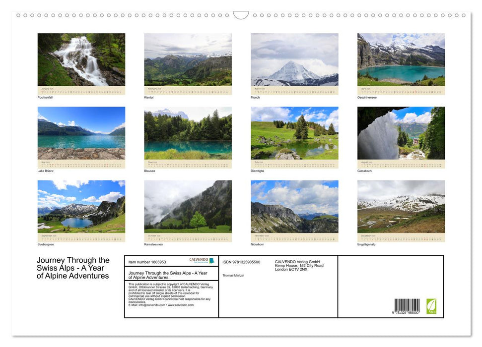 Journey Through the Swiss Alps - A Year of Alpine Adventures (CALVENDO Monthly Calendar 2025)