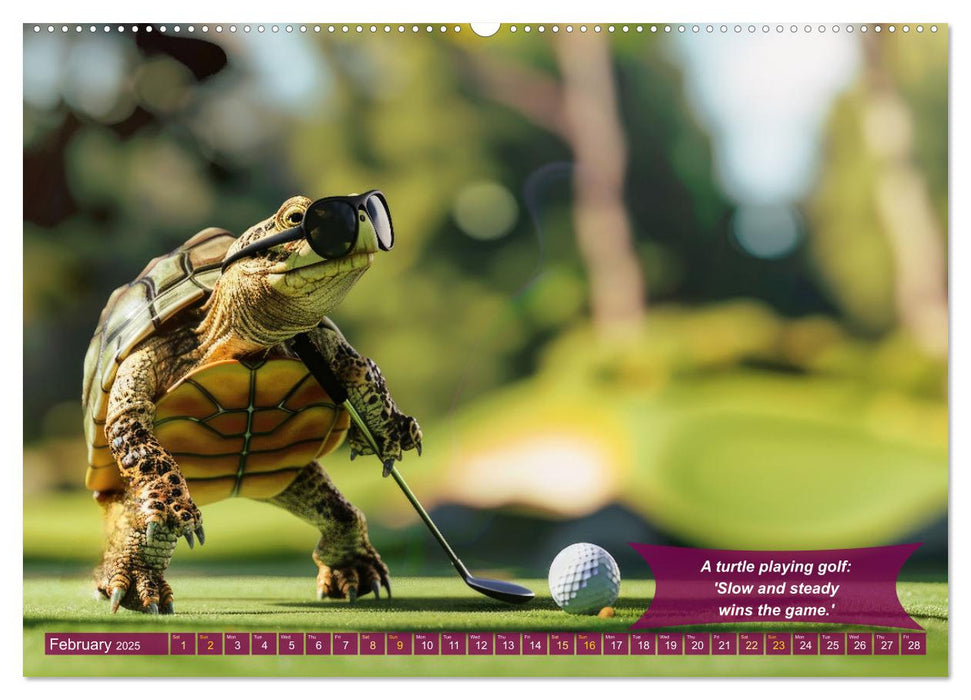 Funny charming animals as golf players (CALVENDO Monthly Calendar 2025)