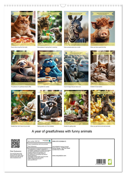 A year of greatfullness with funny animals (CALVENDO Monthly Calendar 2025)