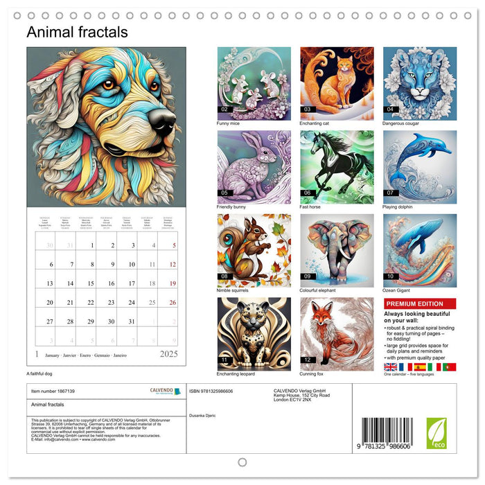 Animal fractals (CALVENDO Monthly Calendar 2025)