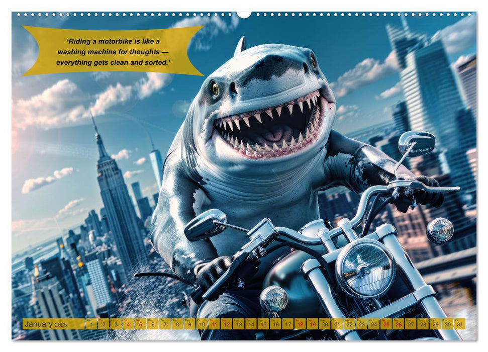 Funny animals as motorbike riders (CALVENDO Monthly Calendar 2025)