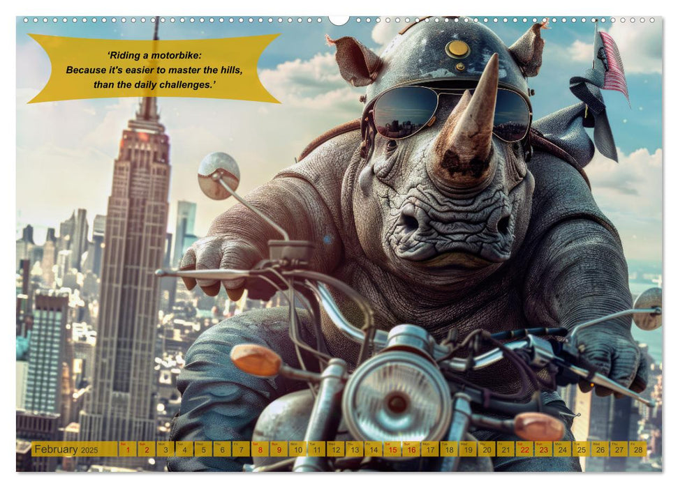 Funny animals as motorbike riders (CALVENDO Monthly Calendar 2025)