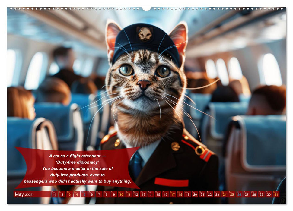 Funny animals as flight attendants (CALVENDO Monthly Calendar 2025)