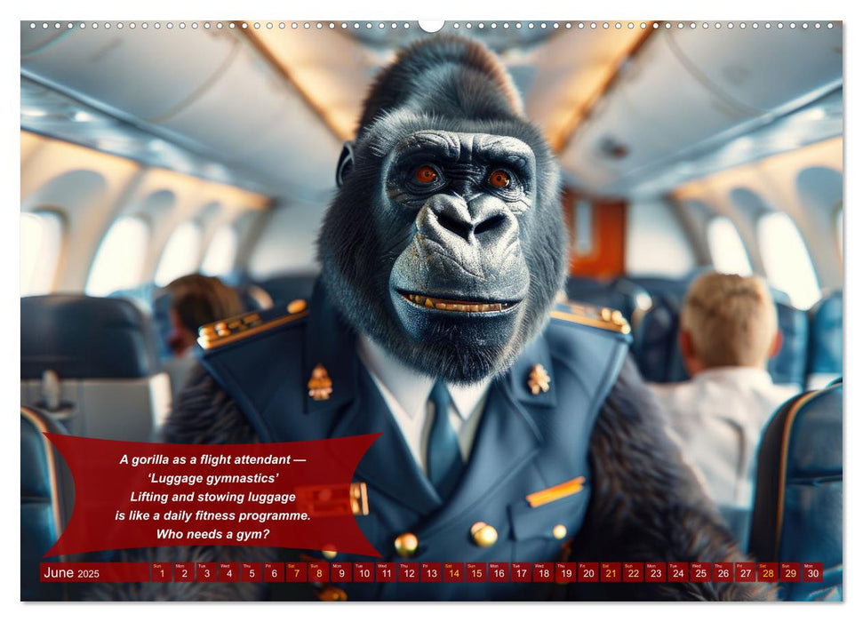 Funny animals as flight attendants (CALVENDO Monthly Calendar 2025)