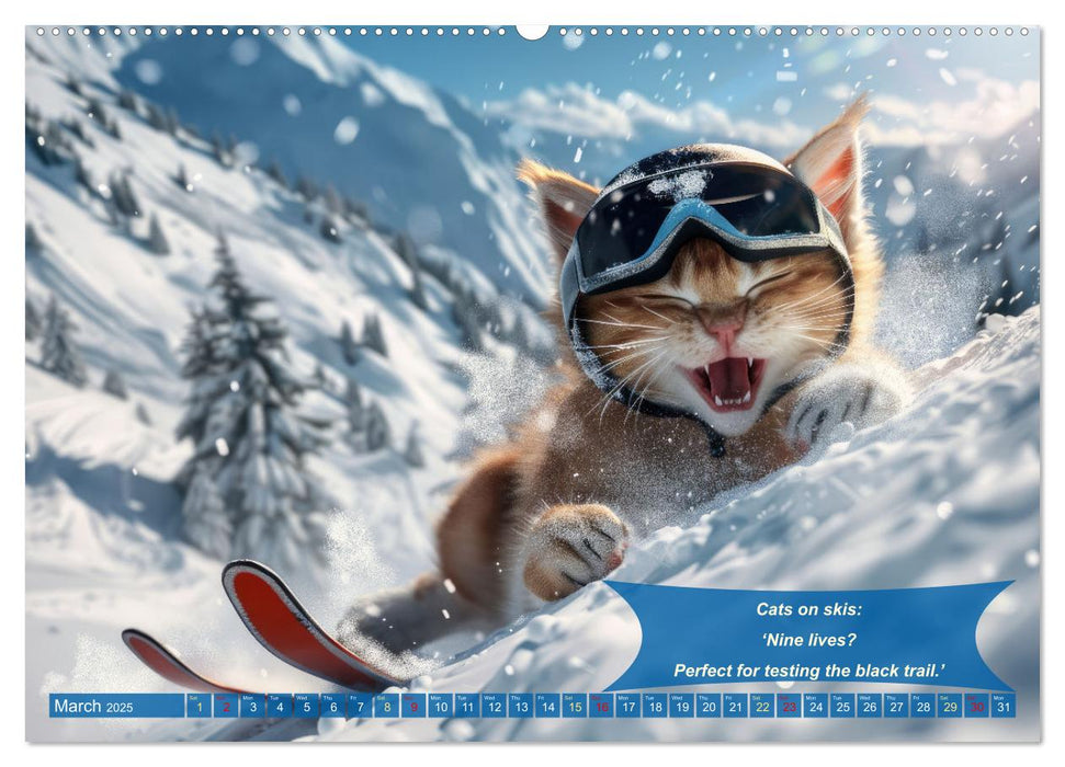 Funny charming animals as skiers (CALVENDO Monthly Calendar 2025)