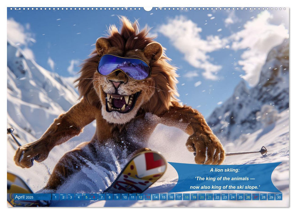 Funny charming animals as skiers (CALVENDO Monthly Calendar 2025)