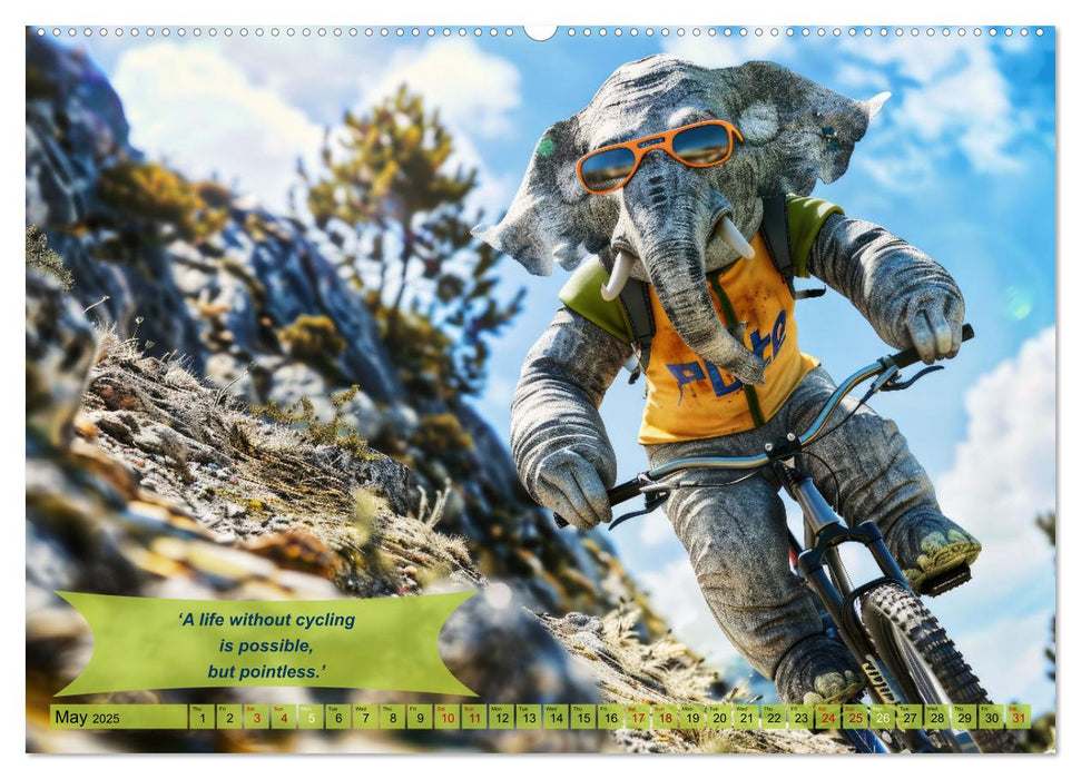 Funny charming animals on a bicycle (CALVENDO Monthly Calendar 2025)