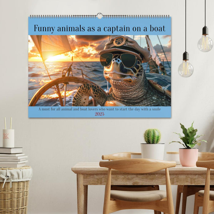 Funny animals as a captain on a boat (CALVENDO Monthly Calendar 2025)