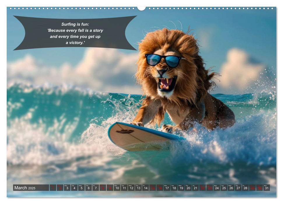 A year of fun with surfing animals (CALVENDO Monthly Calendar 2025)