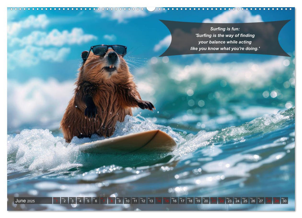 A year of fun with surfing animals (CALVENDO Monthly Calendar 2025)