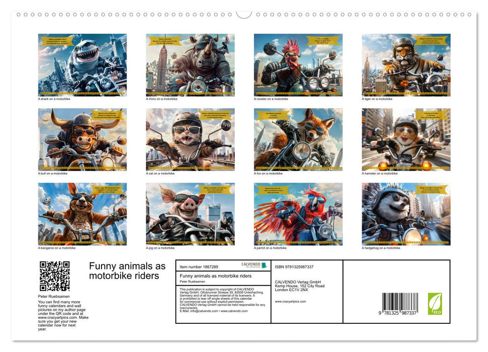 Funny animals as motorbike riders (CALVENDO Premium-Calendar 2025)