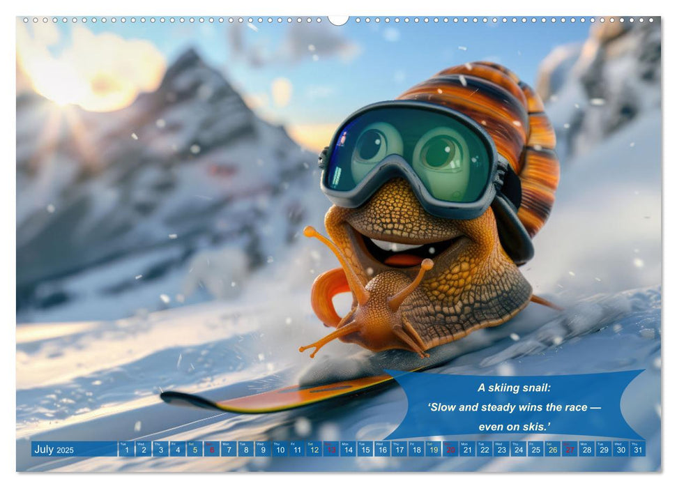 Funny charming animals as skiers (CALVENDO Premium-Calendar 2025)