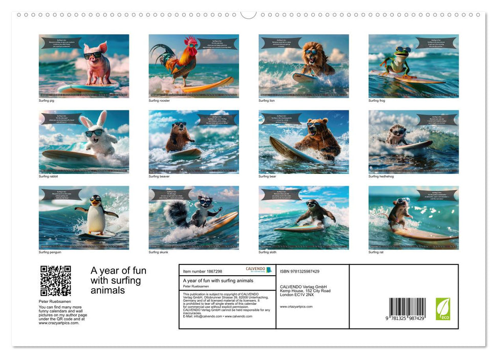 A year of fun with surfing animals (CALVENDO Premium-Calendar 2025)