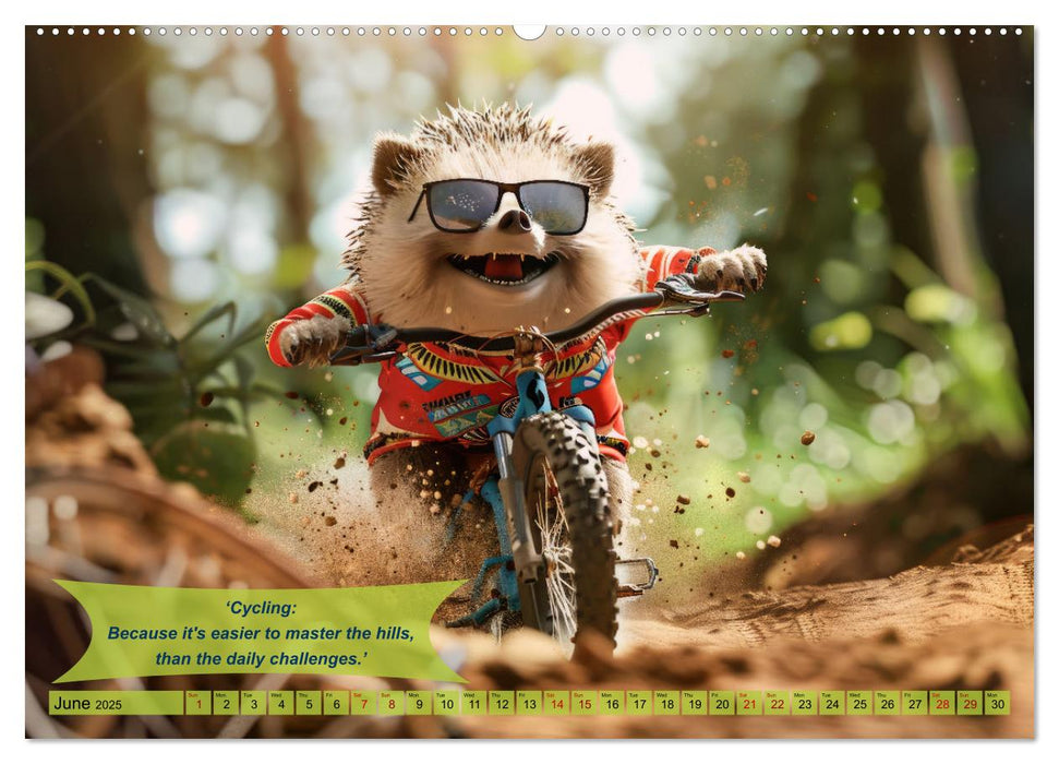 Funny charming animals on a bicycle (CALVENDO Premium-Calendar 2025)