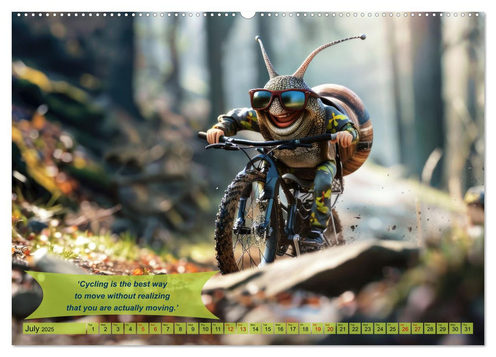 Funny charming animals on a bicycle (CALVENDO Premium-Calendar 2025)