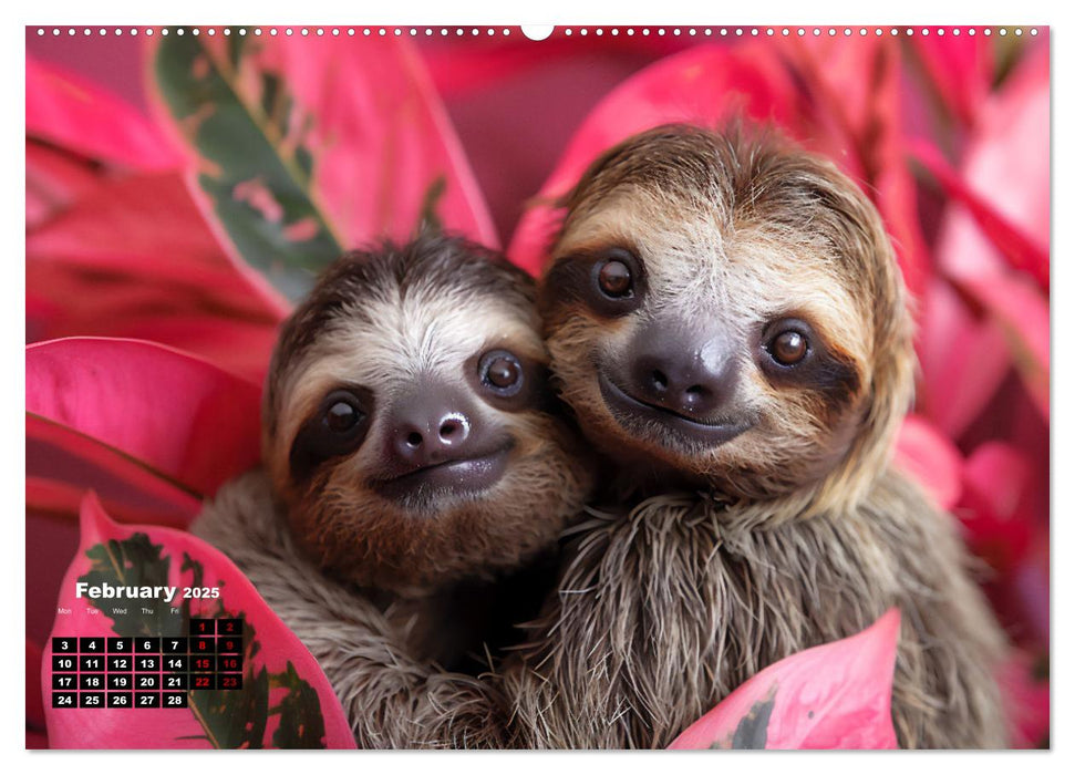 sweet sloths - relaxed throughout the year (CALVENDO Monthly Calendar 2025)