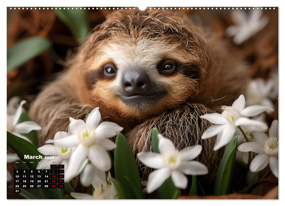 sweet sloths - relaxed throughout the year (CALVENDO Monthly Calendar 2025)