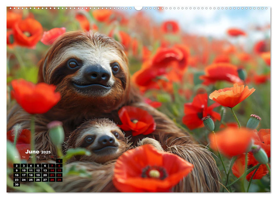 sweet sloths - relaxed throughout the year (CALVENDO Monthly Calendar 2025)