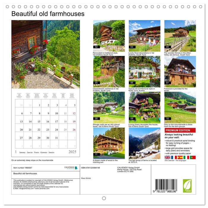 Beautiful old farmhouses (CALVENDO Monthly Calendar 2025)