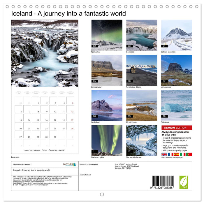 Iceland - A journey into a fantastic world (CALVENDO Monthly Calendar 2025)