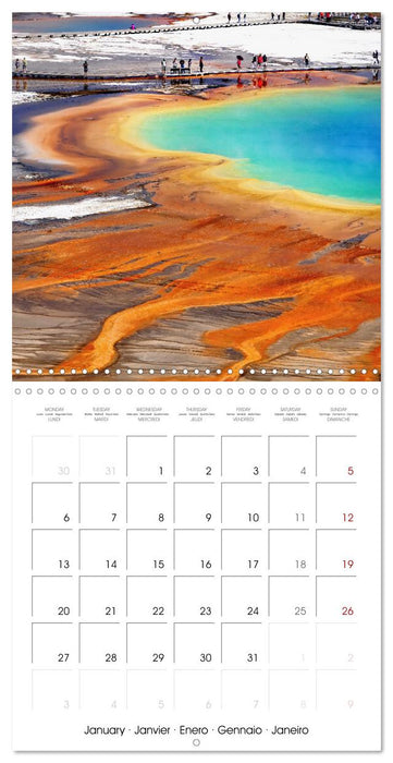 Yellowstone, Hot springs and geysers (CALVENDO Monthly Calendar 2025)