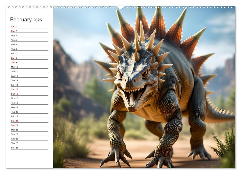 AI Dino Delights Mesmerizing Views of Prehistoric Life (CALVENDO Premium-Calendar 2025)