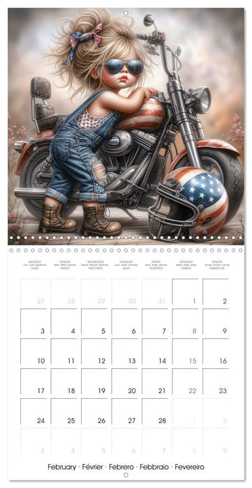 Born to Ride - Cool toddler girls and Motorbikes (CALVENDO Monthly Calendar 2025)