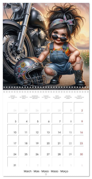 Born to Ride - Cool toddler girls and Motorbikes (CALVENDO Monthly Calendar 2025)