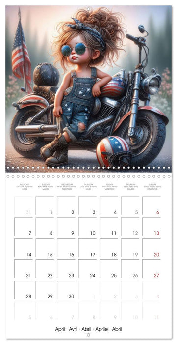 Born to Ride - Cool toddler girls and Motorbikes (CALVENDO Monthly Calendar 2025)