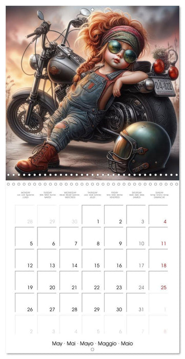 Born to Ride - Cool toddler girls and Motorbikes (CALVENDO Monthly Calendar 2025)