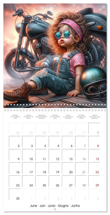 Born to Ride - Cool toddler girls and Motorbikes (CALVENDO Monthly Calendar 2025)