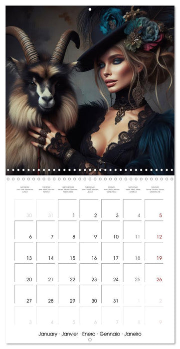 Sensual Women and Exotic Wildlife (CALVENDO Monthly Calendar 2025)