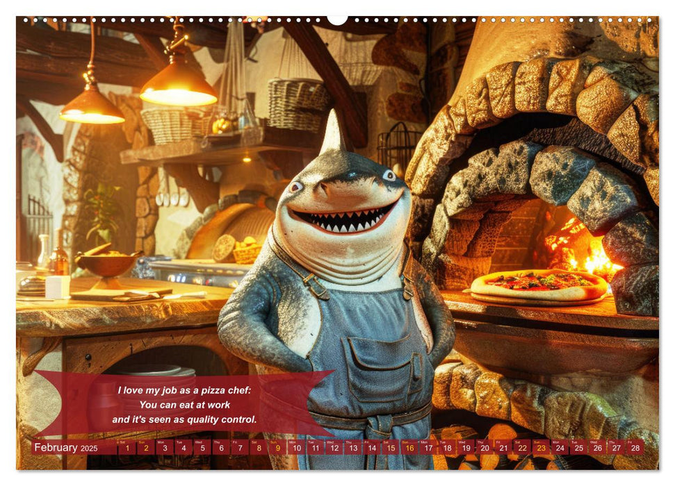 Funny charming animals as pizza chef (CALVENDO Monthly Calendar 2025)