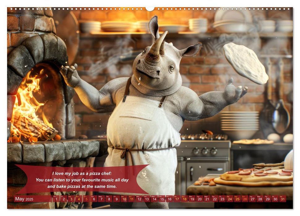 Funny charming animals as pizza chef (CALVENDO Monthly Calendar 2025)