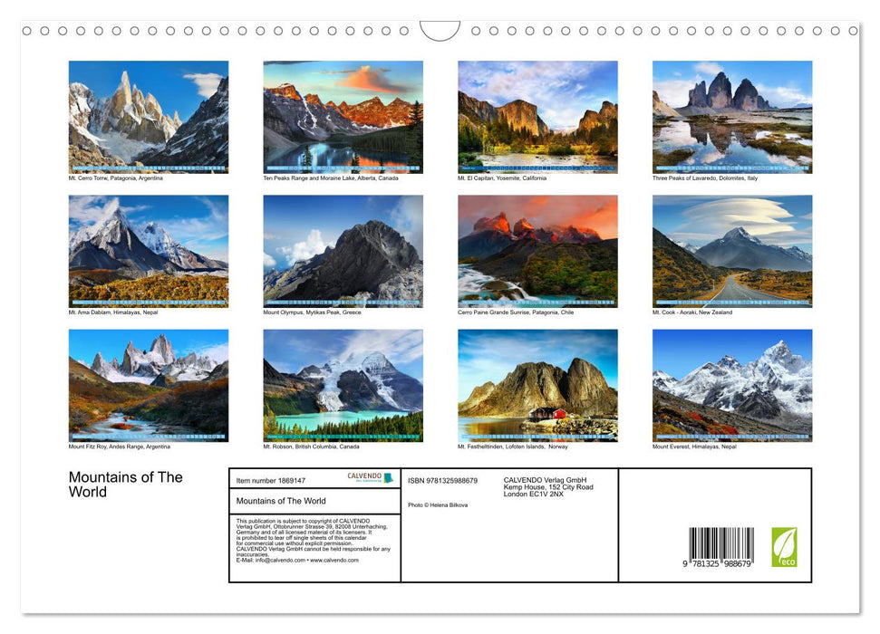 Mountains of The World (CALVENDO Monthly Calendar 2025)