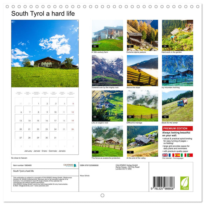 South Tyrol a hard life (CALVENDO Monthly Calendar 2025)