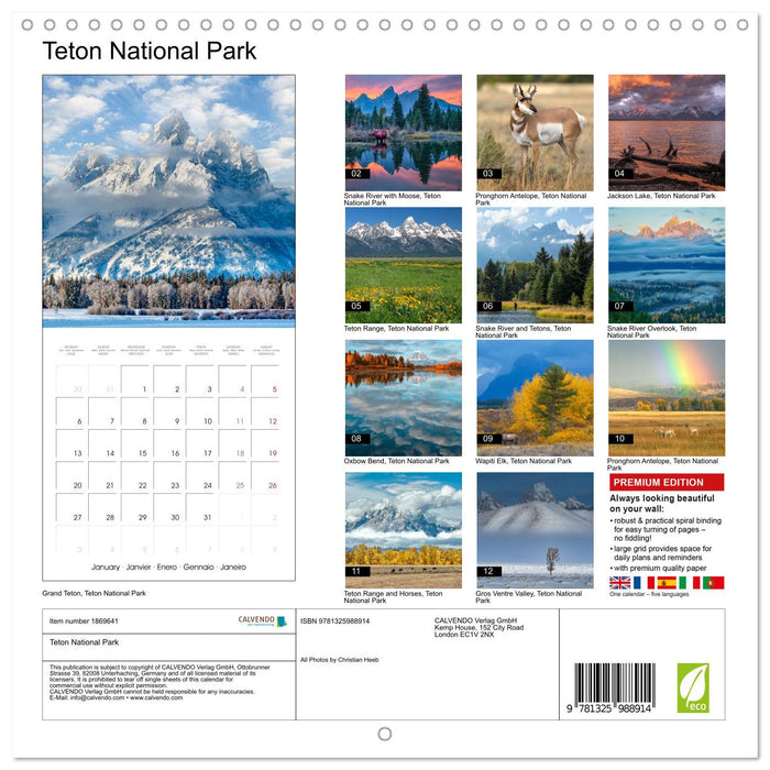 Teton National Park (CALVENDO Monthly Calendar 2025)