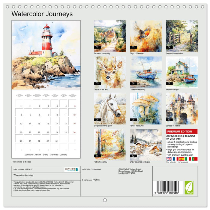 Watercolor Journeys (CALVENDO Monthly Calendar 2025)