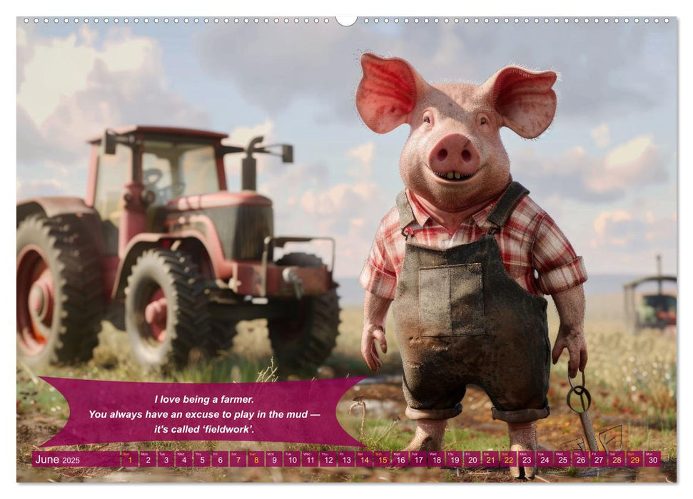 Funny charming animals as farmers (CALVENDO Monthly Calendar 2025)