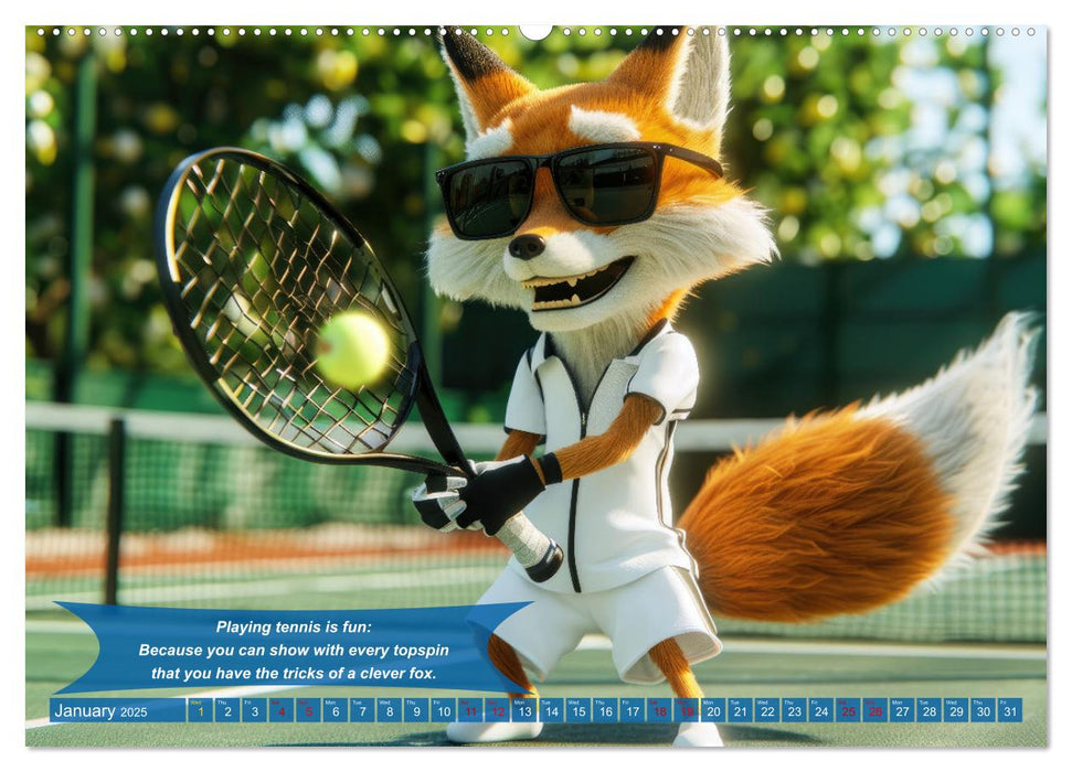 Funny animals as tennis players (CALVENDO Monthly Calendar 2025)