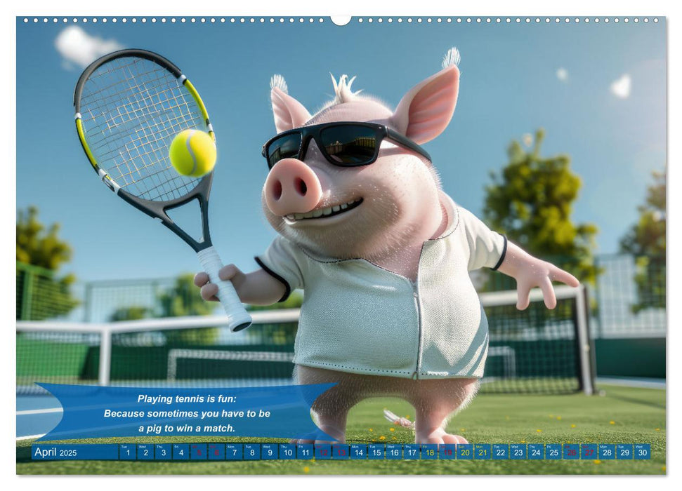 Funny animals as tennis players (CALVENDO Monthly Calendar 2025)